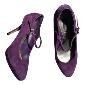 White House Black Market Rory Purple Suede Mary Jane Y2K Stiletto Pumps Sz 8
